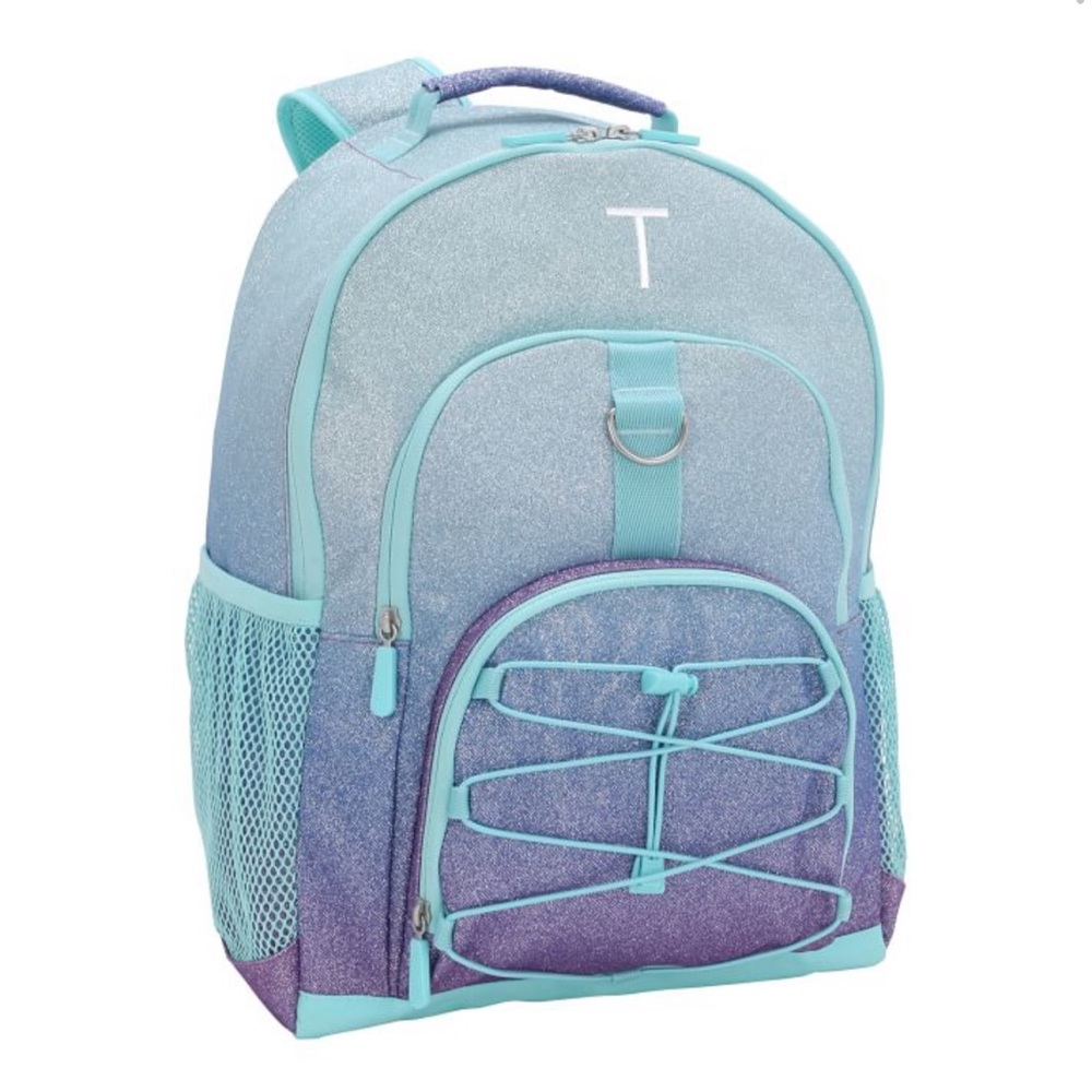 Pottery barn purple ombré glitter backpack